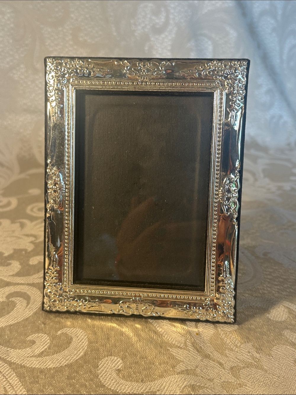 Ornate Silver colored Tabletop Picture Frame - Decorative Home Accent